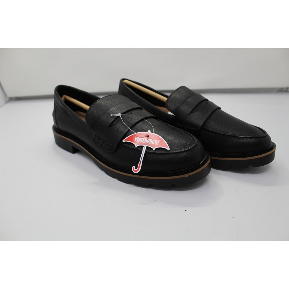 Blondo Penny Waterproof Black Leather Loafers Lug Sole PENN01SD 017 Womens 6.5 M - Picture 1 of 6
